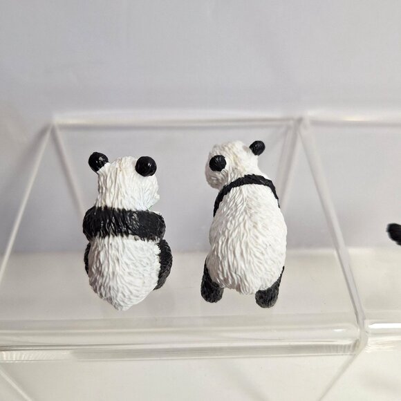 Safari Ltd Panda 4 Figures Miniature 2" Standing Sitting Holding Eating Bamboo - Picture 6 of 11